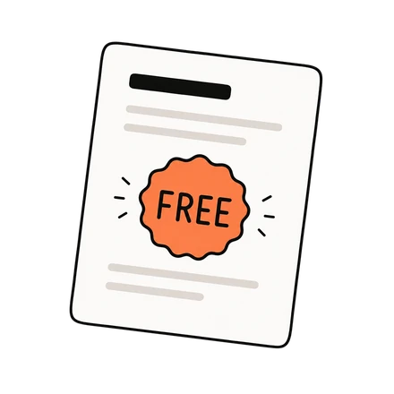 A tilted document with a prominent orange FREE badge